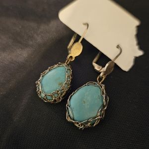 Stone drop earrings Turquoise Agate Natural Stone